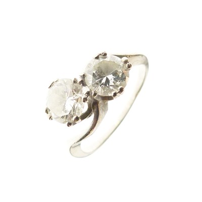 Lot 276 - Two-stone diamond crossover ring