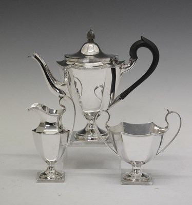 Lot 338 - Edwardian silver three-piece coffee set