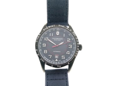 Lot 99 - Victorinox - Gentleman's black stainless steel cased wristwatch