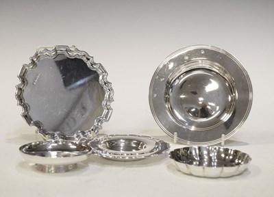 Lot 153 - Elizabeth II silver Armada dish, Sheffield 2006, card tray and four low dishes