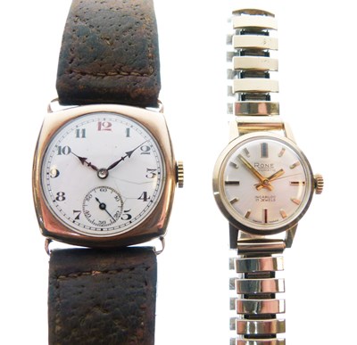 Lot 113 - Gentleman's vintage 9ct gold cased wristwatch