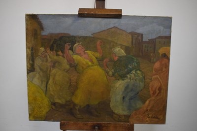 Lot 413 - Continental School - Street scene with peasants