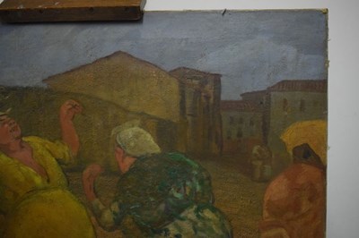 Lot 413 - Continental School - Street scene with peasants