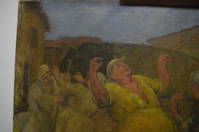 Lot 413 - Continental School - Street scene with peasants