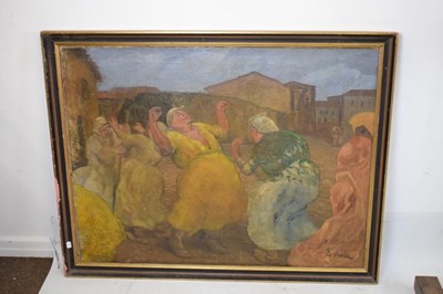 Lot 413 - Continental School - Street scene with peasants
