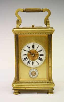 Lot 247 - Early 20th Century brass cased repeater carriage clock