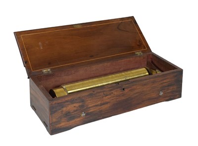 Lot 416 - Late 19th Century inlaid rosewood cylinder musical box