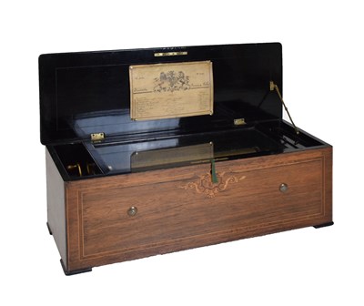 Lot 418 - Good late 19th Century inlaid rosewood cylinder musical box