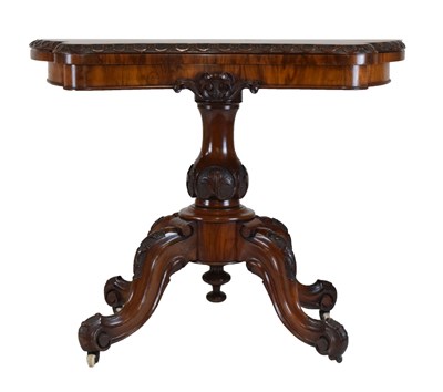 Lot 190 - Victorian figured walnut card table