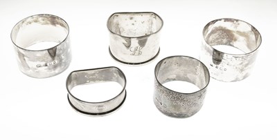 Lot 138 - Five silver napkin rings