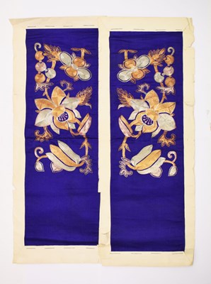 Lot 482 - Two Chinese embroidered silk sleeve panels