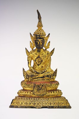 Lot 488 - 19th Century Thai gilt bronze figure of Buddha