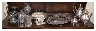 Lot 627 - Quantity of silver plated items to include tea set, small entrée dish etc