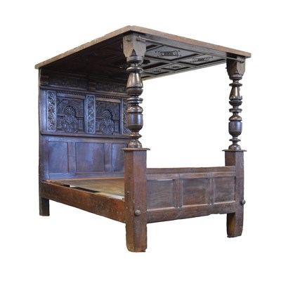 Lot 171 - The Aldwick Court carved oak tester bed