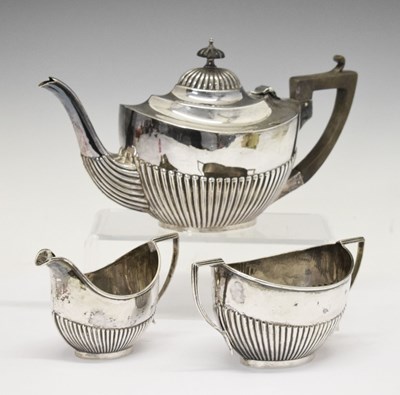 Lot 121 - Late Victorian silver three-piece tea set