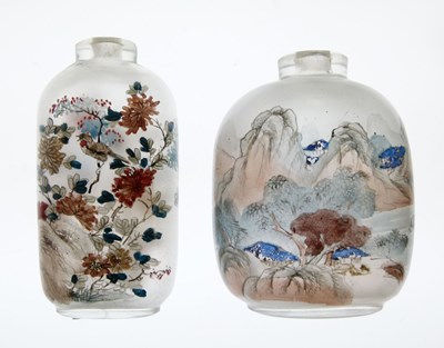 Lot 479 - Two Chinese glass interior-painted snuff bottles