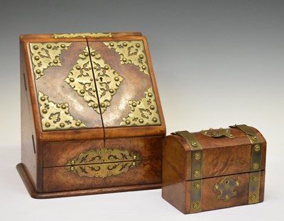Lot 413 - Victorian brass and walnut boxes (2)