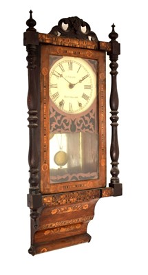 Lot 444 - Late 19th Century American inlaid wall clock