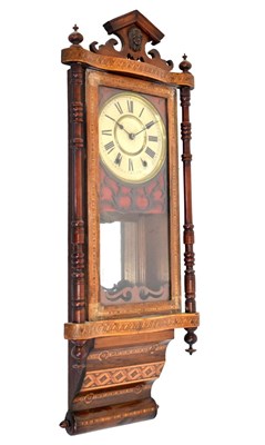 Lot 445 - Late 19th Century American inlaid wall clock
