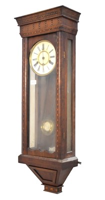 Lot 447 - Inlaid walnut wall clock circa 1900