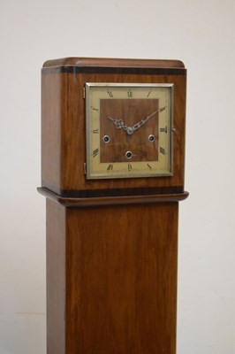 Lot 437 - Walnut-cased Art Deco-style grandmother clock