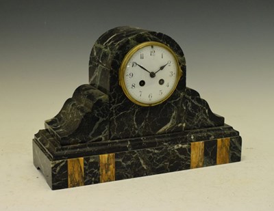 Lot 453 - Early 20th Century French verde antico marble mantel clock