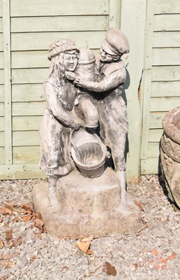 Lot 654 - Composite stone garden ornament and two wall hanging planters