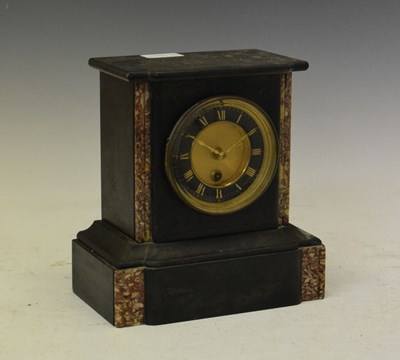 Lot 455 - French black slate and rouge marble mantel clock