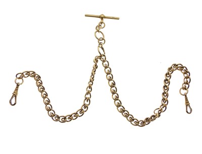 Lot 310 - 18ct gold double albert watch chain