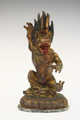 Lot 486 - Tibetan bronze figure of a standing dragon deity
