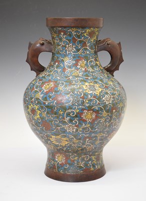 Lot 485 - Large Chinese cloisonne enamel lotus vase