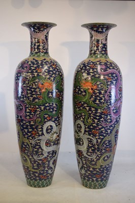 Lot 282 - Large pair of Chinese porcelain floor-standing vases