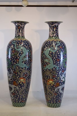 Lot 282 - Large pair of Chinese porcelain floor-standing vases