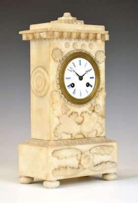 Lot 462 - 19th Century French alabaster mantel clock, Hodgkins & Co, Paris, No. 7138