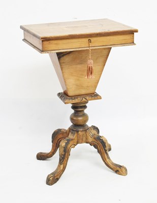 Lot 603 - Victorian sewing table with Tunbridge inlay panel of Battle Abbey