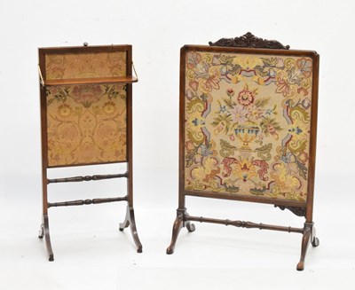 Lot 531 - Rosewood firescreen and carved walnut framed tapestry firescreen