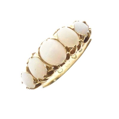 Lot 22 - Late Victorian five-stone opal ring