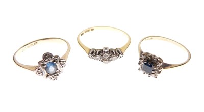 Lot 9 - Three various diamond and gem set rings