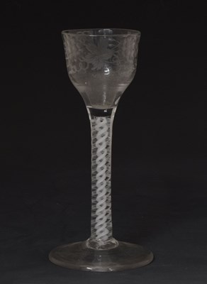 Lot 433 - 18th century opaque twist cordial glass