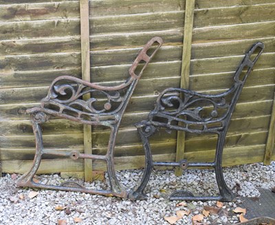 Lot 627 - Pair of cast iron garden seat or bench ends