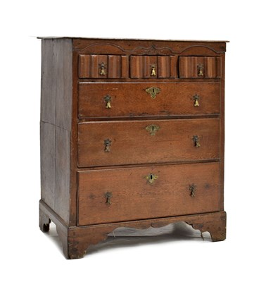 Lot 549 - Unusual early 18th century oak chest of drawers