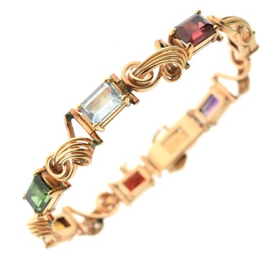 Lot 36 - Multi-gem set 18ct gold bracelet