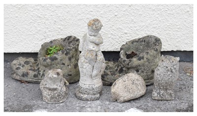 Lot 612 - Group of composite stone garden ornaments