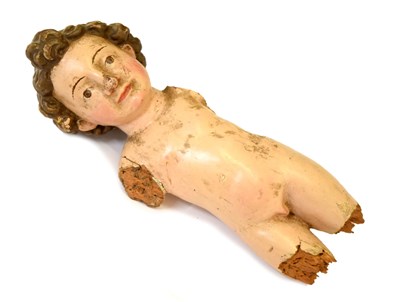 Lot 219 - Continental painted cherub fragment
