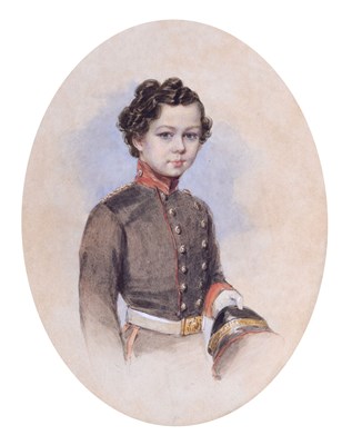 Lot 524 - Watercolour circa 1900 - 'F.R. Saunders in cadet uniform'