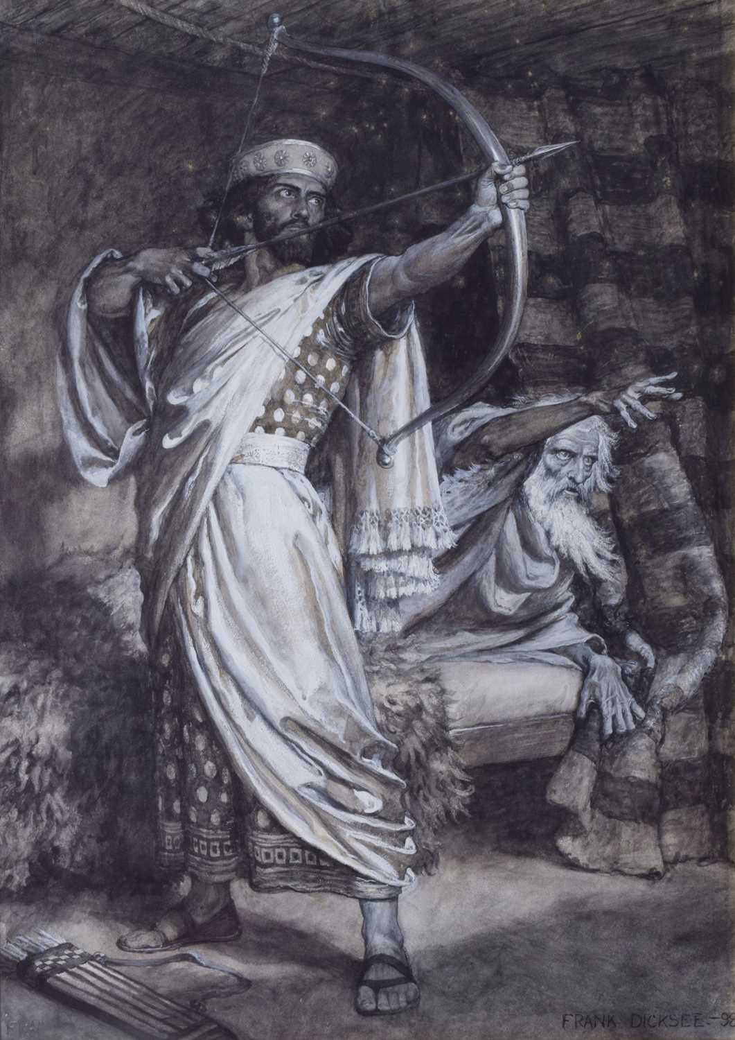 Lot 537 - Frank Dicksee - Watercolour - 'The Arrow of the Lord's Deliverance'