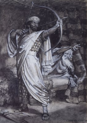 Lot 537 - Frank Dicksee - Watercolour - 'The Arrow of the Lord's Deliverance'