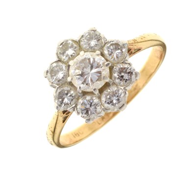 Lot 5 - Nine-stone diamond cluster ring