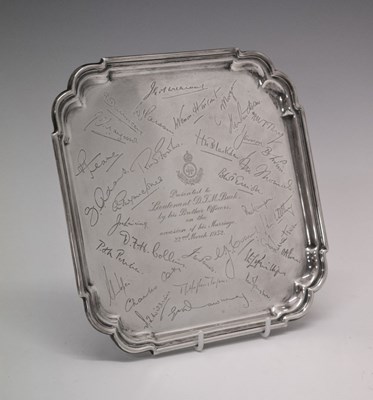 Lot 107 - George VI silver salver/waiter of shaped square design