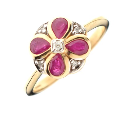 Lot 42 - 9ct gold ruby and diamond dress ring